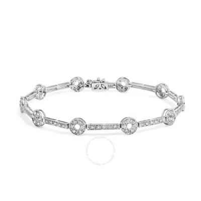 Haus Of Brilliance 14k White Gold 1/2 Cttw Pave Diamond Bar And Hoop 7" Bracelet