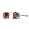 HAUS OF BRILLIANCE 14K WHITE GOLD 1/2 CTTW ROUND BRILLIANT CUT LAB GROWN PINK DIAMOND 4-PRONG CLASSIC SOLITAIRE EARRING