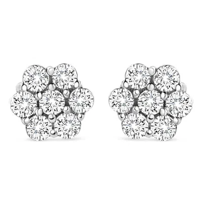 Haus Of Brilliance 14k White Gold 1/2 Cttw Round-cut Diamond Floral Stud Earrings