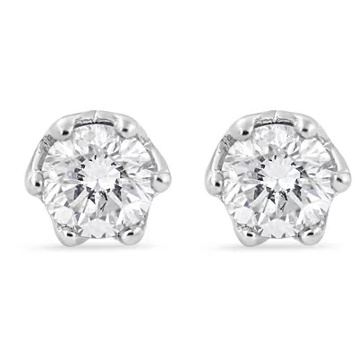 Haus Of Brilliance 14k White Gold 1/2 Cttw Round Diamond 6 Prong Crown Stud Earrings