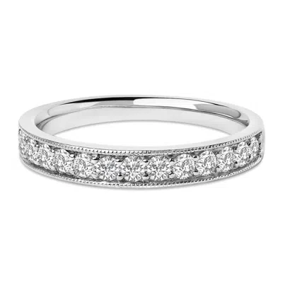 HAUS OF BRILLIANCE HAUS OF BRILLIANCE 14K WHITE GOLD 1/2 CTTW ROUND DIAMOND MILGRAIN WEDDING BAND