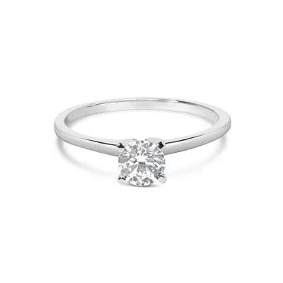 Haus Of Brilliance 14k White Gold 1/2 Cttw Round Lab Grown Diamond 4 Prong Solitaire Engagement Ring In Metallic