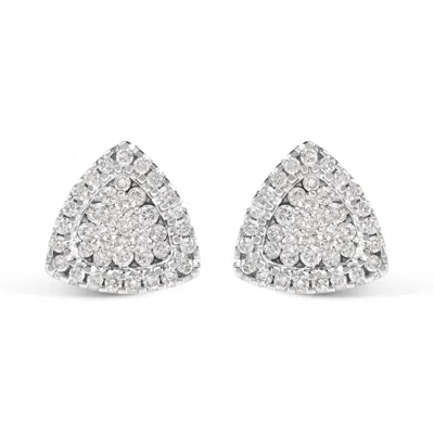 Haus Of Brilliance 14k White Gold 1/2 Cttw Trillion Shaped Diamond Stud Earrings