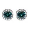 Haus Of Brilliance 14k White Gold 1/2 Cttw White And Treated Blue Round Diamond Earrings In White