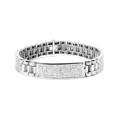 Haus Of Brilliance 14k White Gold 12.0 Cttw Men's Invisible Set Princess Diamond Tennis Bracelet