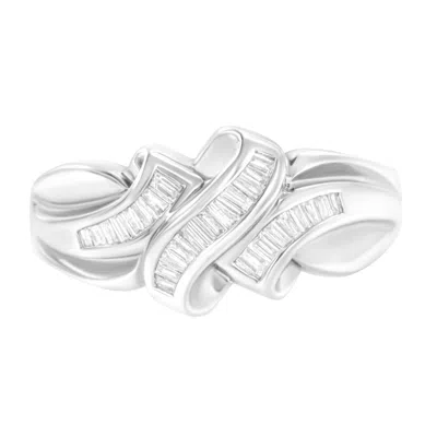 Haus Of Brilliance 14k White Gold 1/3 Cttw Channel Set Baguette Diamond Bypass Ring Band