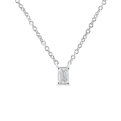 Haus Of Brilliance 14k White Gold 1/3 Cttw Emerald Shape Solitaire Diamond 18" Pendant Necklace