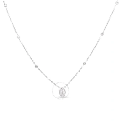 Haus Of Brilliance 14k White Gold 1/3 Cttw Round Diamond Marquise Shaped Station Necklace - (h-i Col
