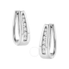 HAUS OF BRILLIANCE HAUS OF BRILLIANCE 14K WHITE GOLD 1/4 CTTW CHANNEL-SET BRILLIANT ROUND-CUT DIAMOND HOOP EARRINGS (I-
