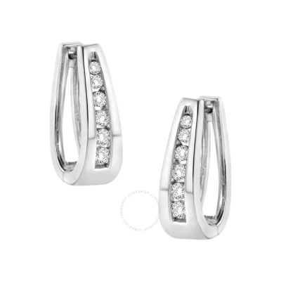Haus Of Brilliance 14k White Gold Channel-set Brilliant Round-cut Diamond Hoop Earrings