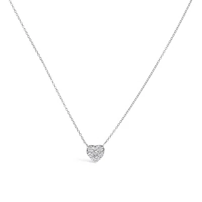 HAUS OF BRILLIANCE HAUS OF BRILLIANCE 14K WHITE GOLD 1/4 CTTW DIAMOND COMPOSITE HEART PENDANT NECKLACE - 18" INCHES