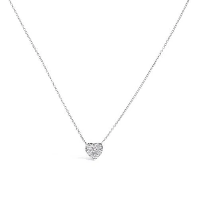 Haus Of Brilliance 14k White Gold 1/4 Cttw Diamond Composite Heart Pendant Necklace In Metallic