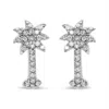 Haus Of Brilliance 14k White Gold 1/4 Cttw Diamond Palm Tree Push Back Stud Earrings In Metallic