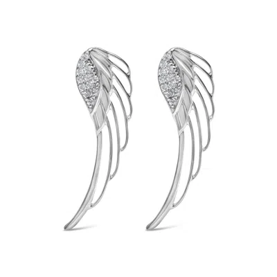 Haus Of Brilliance 14k White Gold 1/4 Cttw Lab Grown Diamond Angel Wing Stud Earrings