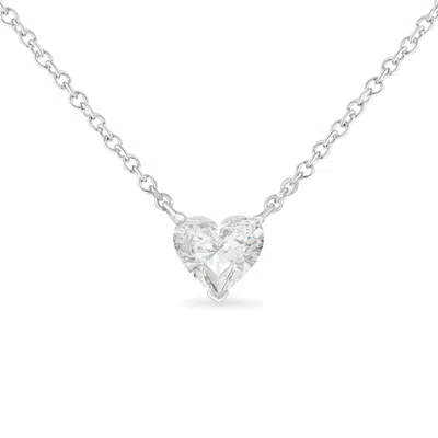 Haus Of Brilliance 14k White Gold 1/4 Cttw Lab Grown Heart Shape Diamond Solitaire 18" Pendant Necklace