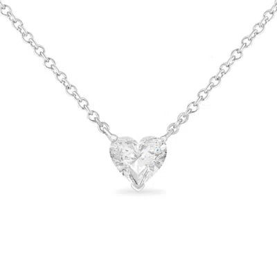 Haus Of Brilliance 14k White Gold 1/4 Cttw Lab Grown Heart Shape Diamond Solitaire 18" Pendant Necklace (e-f Color, Si1