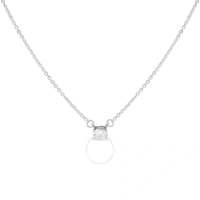 Haus Of Brilliance 14k White Gold 1/4 Cttw Lab Grown Oval Solitaire Diamond East West 18" Pendant Ne