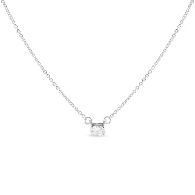 Haus Of Brilliance 14k White Gold 1/4 Cttw Lab Grown Oval Solitaire Diamond East West 18" Pendant Necklace
