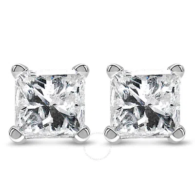 Haus Of Brilliance 14k White Gold 1/4 Cttw Princess Cut Lab Grown Diamond Solitaire Stud Earrings (f In Metallic