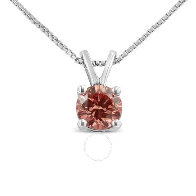 Haus Of Brilliance 14k White Gold 1/4 Cttw Round Brilliant Cut Lab Grown Pink Diamond 4-prong Solitaire Pendant Necklac In Pink/white/gold Tone