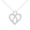 Haus Of Brilliance 14k White Gold 1/4 Cttw Round Cut Diamond Heart And Ribbon Center Pendant Necklace In White