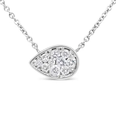Haus Of Brilliance 14k White Gold 1/4 Cttw Round Diamond Composite Teardrop Shape 18" Pendant Necklace -