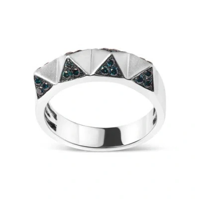 Haus Of Brilliance 14k White Gold 1/4 Cttw Treated Blue Diamond Pyramid Band Ring