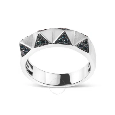 Haus Of Brilliance 14k White Gold 1/4 Cttw Treated Blue Diamond Pyramid Band Ring (blue Color
