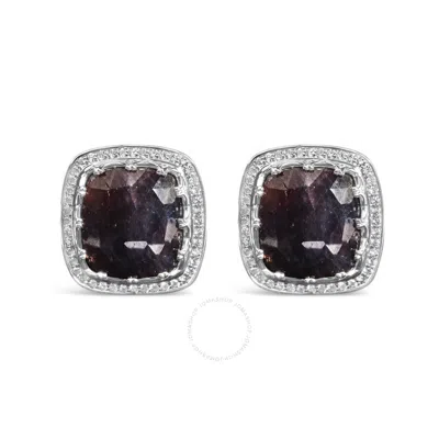 Haus Of Brilliance 14k White Gold 15x15 Dark Purple Sapphire And 4/5 Cttw Diamond Halo Cufflinks