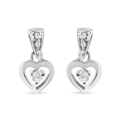 Haus Of Brilliance 14k White Gold 1/6 Cttw Diamond Dangle Heart Stud Earrings