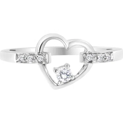 Haus Of Brilliance 14k White Gold 1/8 Cttw Channel Set Round-cut Diamond Heart Ring In Metallic