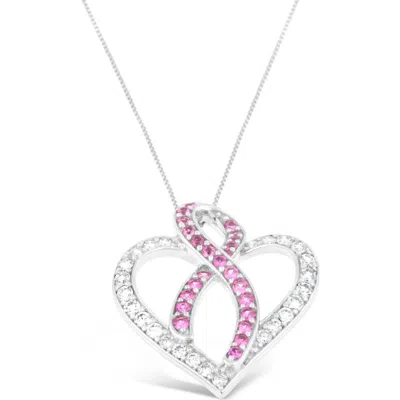 Haus Of Brilliance 14k White Gold 1ct. Tgw Diamond And Pink Sapphire Gemstone Pendant Necklace In Metallic