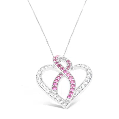 Haus Of Brilliance 14k White Gold 1ct. Tgw Diamond And Pink Sapphire Gemstone Pendant Necklace