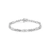 Haus Of Brilliance 14k White Gold 2 1/2 Cttw Diamond Alternating Floral Cluster And Oval Link 7" Bracelet In White