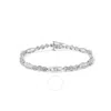 Haus Of Brilliance 14k White Gold 2 1/2 Cttw Diamond Alternating Floral Cluster And Oval Link 7" Bracelet In White