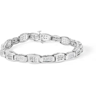 Haus Of Brilliance 14k White Gold 2.0 Cttw Princess And Round Diamond Bar And Link Bracelet In Metallic