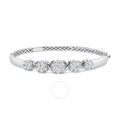 Haus Of Brilliance 14k White Gold 2 1/2 Cttw Diamond Graduating Floral Cluster Bangle Bracelet (h-i