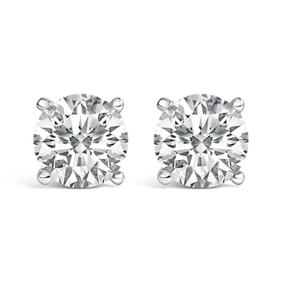 HAUS OF BRILLIANCE 14K WHITE GOLD 2 1/2 CTTW LAB GROWN DIAMOND SOLITAIRE STUD EARRINGS