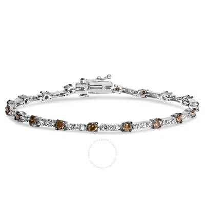 Haus Of Brilliance 14k White Gold 2 1/4 Cttw Champagne Diamond Bar Link 7" Bracelet (champagne Color