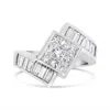 Haus Of Brilliance 14k White Gold 2 1/5 Cttw Invisible-set Princess And Channel-set Baguette Diamond Bypass Kite-set Ri In White