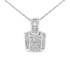 Haus Of Brilliance 14k White Gold 2 1/5 Cttw Princess Cut Composite Diamond Pendant With Diamond Bale Pendant Necklace In Silver