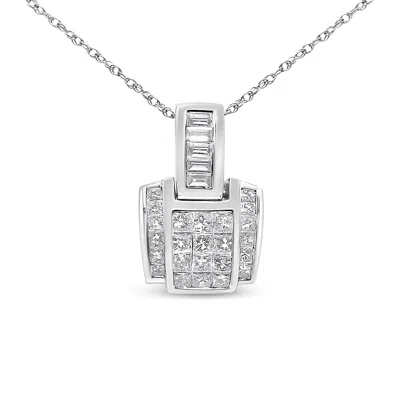 Haus Of Brilliance 14k White Gold 2 1/5 Cttw Princess Cut Composite Diamond Pendant With Diamond Bale Pendant Necklace
