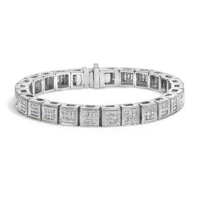 Haus Of Brilliance 14k White Gold 2 1/5 Cttw Princess Diamond Box Link With Milgrain Tennis Bracelet