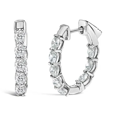 Haus Of Brilliance 14k White Gold 2 3/4 Cttw Oval Cut Lab Grown Diamond Inside Out Hoop Earrings