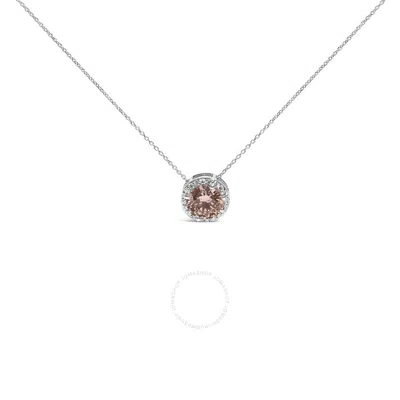 Haus Of Brilliance 14k White Gold 2 3/8 Cttw Lab Grown Pink Diamond Solitaire With Halo Pendant Neck