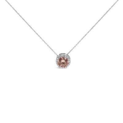 Haus Of Brilliance 14k White Gold 2 3/8 Cttw Lab Grown Pink Diamond Solitaire With Halo Pendant Necklace