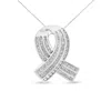 Haus Of Brilliance 14k White Gold 2 5/8 Cttw Channel Set Round And Baguette Diamond Awareness Ribbon Pendant In White