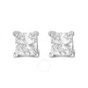 Haus Of Brilliance 14k White Gold Princess Cut Lab-grown Diamond Solitaire Stud Earrings In White