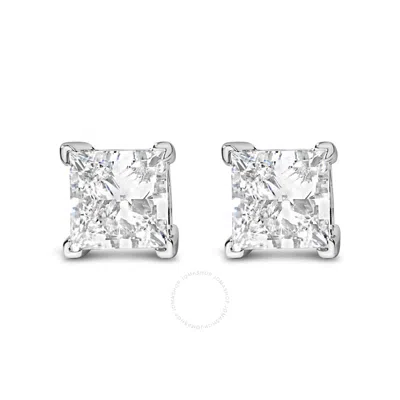 HAUS OF BRILLIANCE HAUS OF BRILLIANCE 14K WHITE GOLD 2.0 CTTW PRINCESS CUT LAB-GROWN DIAMOND SOLITAIRE STUD EARRINGS (F