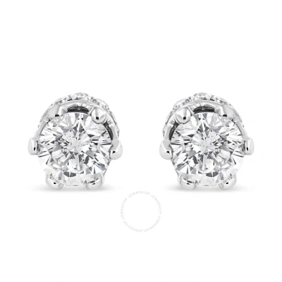 Haus Of Brilliance 14k White Gold 2.0 Cttw Round Cut Prong-set Diamond Crown Stud Earring (i-j Color